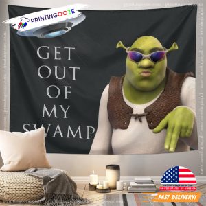 Get Out of My Swamp Meme Funny Tapestry Shrek Tapestries Wall Hanging for Bedroom College Dorm Home Decor