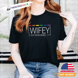 Lesbian Wife Rainbow Pride Custom Date Shirt 02 Printing Ooze