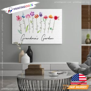 Grandmas Garden Where Love Blooms Flowers Poster with Kids Name Printing Ooze