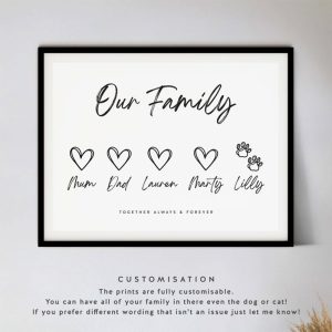 Love Heart Family Print Fully Custom Print for Family Mothers Day Gift 3