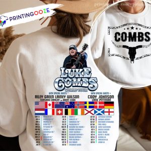 Luke Combs World Tour 2023 T Shirt Country Music Concert Printing Ooze