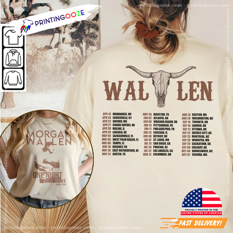 2023 Tour Fan Gift Wallen T Shirt, Vintage One Night At A Time By