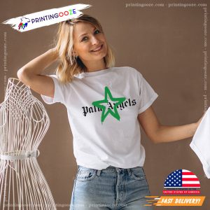 Palm Angels Green Star Sprayed Unisex Shirt Printing Ooze