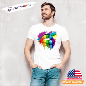 Rainbow Pride Lips Lgbt Proud Gay T shirt 3 Printing Ooze
