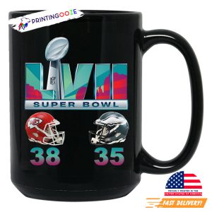 Super Bowl 57 2023 LVII KC Chiefs Eagles Final Score White 15oz Coffee Mug  Cup