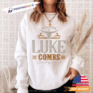 Vintage Luke Combs EST 1990 T Shirt Western Luke Combs Bullhead Tour 2023 Merch 2 Printing Ooze