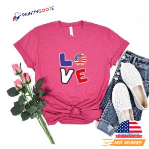 4Th Of July Love american flag t shirt, patriotic clothing 3 Printing Ooze