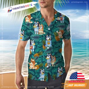 Bluey Tropical Hawaiian Shirt, Bluey Hawaiian Fathers' Gift 1 Printing Ooze