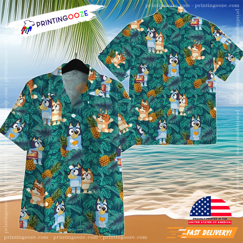 Bluey Hawaiian, Bluey Button Up Shirts - Printing Ooze