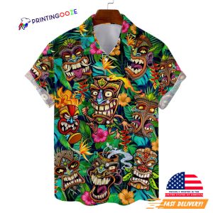 Tropical Tiki Head Hawaiian Shirts