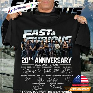 fast and furious t shirt 20th Anniversary 2001 2021 9 Films 3 Printing Ooze