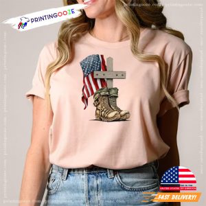 land of the free Because Of The Brave America american flag t shirt 2 Printing Ooze