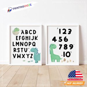 Dinosaur Alphabet Numbers Educational Wall Art 1