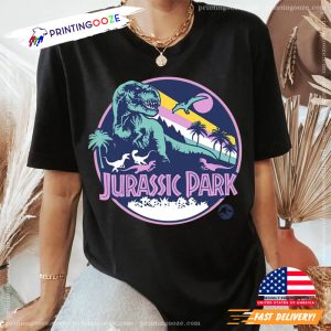Jurassic Park Purple Retro Dinosaur Scene Graphic T Shirt 2 Printing Ooze