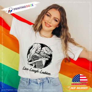 Lesbian Skeletons Kissing Shirt, lGBT pride 2 Printing Ooze