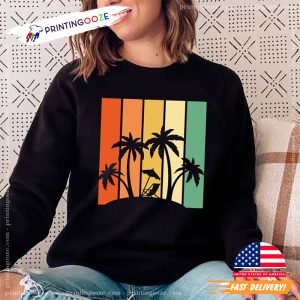 Retro Sunset Rays Wavy Shirt, summer beach Merch 4