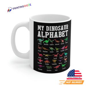 Types of Dinosaurs A-Z ABC Dino Identification, Gift Coffee Mug~X