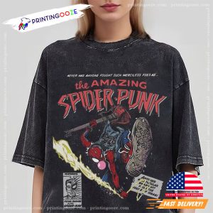 Vintage 90s The Amazing Spider Punk Shirt, spider punk comic 2 Printing Ooze