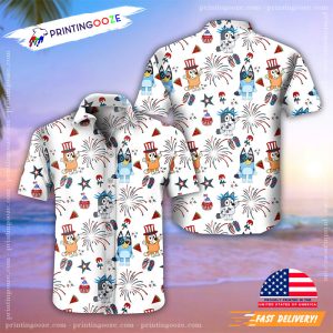 Bluey Patriotic 4Th Of July Hawaiian Shirt Printing Ooze