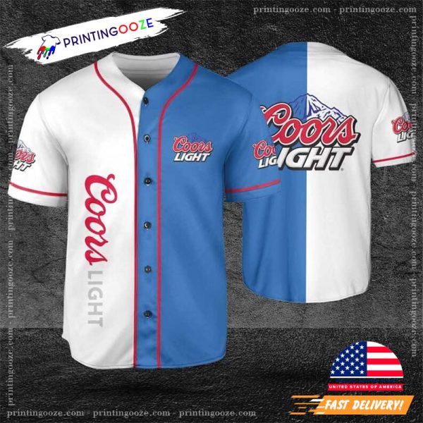 Coors Light Blue And White Baseball Jersey - Printing Ooze