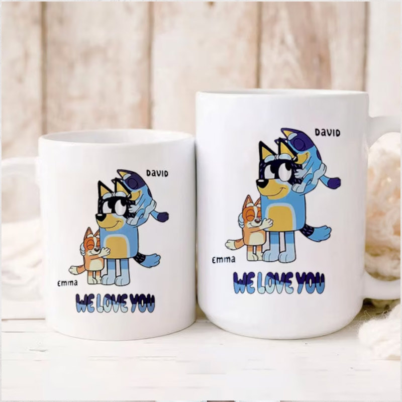 Personalized Bluey Dad Life Coffee Mug, Funny Father’s Day - Ink In Action