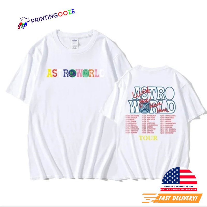 Travis Scotts Astroworld Pocket Graphic Letter Printing T-Shirts - Shop Now