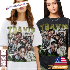 travis scott tour Collage 90s Style Hip Hop Tee 3 Printing Ooze