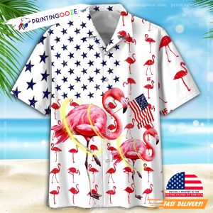 America Flag Flamingo Hawaiian Shirt