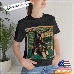 Japanese Woodblock Cyberpunk Sci-Fi Cats Unisex T-Shirt