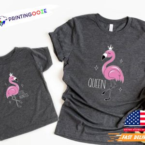 Pink Flamingo Queen and Little Princess Couple Matching Shirt