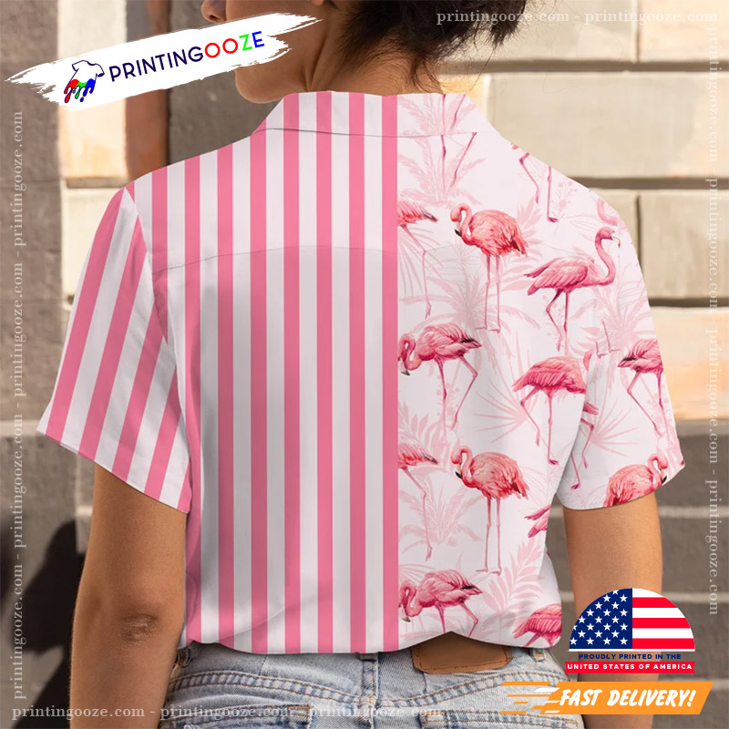 Flamingo Hawaiian Shirt, Pink Stripe Line Flamingo Beach Shirts - Printing  Ooze