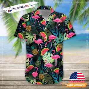 Tropical Fruit flamingo Aloha Shirt