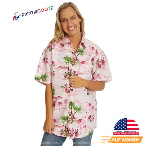 Tropical Island Beach Pink Flamingos Hawaiian Shirt 2