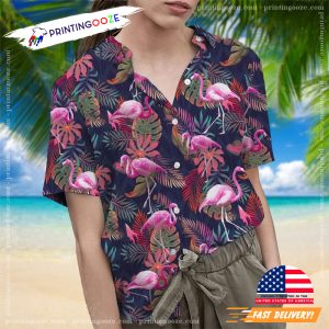 Tropical Pink Flamingos Aloha Shirt 1