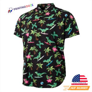 Tropical T rex Surfer excision Hawaiian Shirt