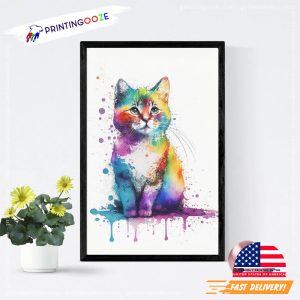 international cat day 2023 Poster, Watercolor Cat Poster 1