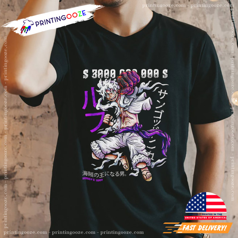 Black Luffy Gear 5 Baseball Jersey Shirts One Piece Anime Sport