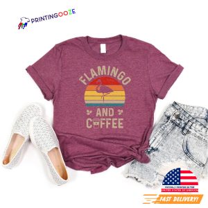the flamingo And Coffee Vintage Comfort Colors Shirt 2