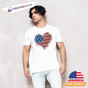 American Flag Heart Shirt, 4th of July Shirt 1
