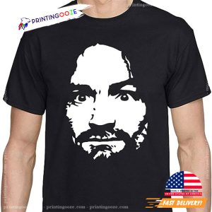 Charles Manson Face Black White Vintage Shirt