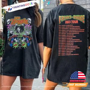 Freaks On Parade Tour 2023 2 Sided Shirt, rob zombie merch