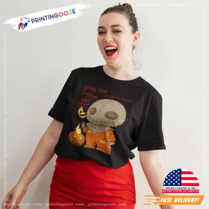 Give Me halloween trick or treat Cute Scarecrow Tee 2