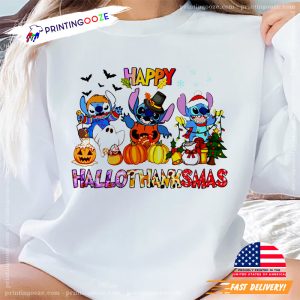 Happy Hallothanksmas Disney Stitch Cartoon Tee