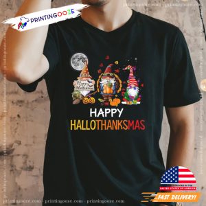 Happy Hallothanksmas Funny Gnome Shirt