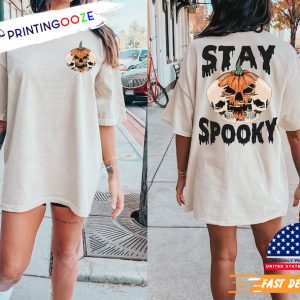 Skull Fake Scary Pumpkin Stay Spooky Comfort Colors Tee 2