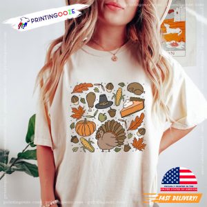 Thanksgiving Doodles Pumpkin funny turkey T Shirt 3