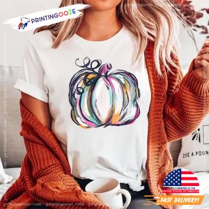 Watercolor Pumpkin fall season 2023 Comfort Colors Tee 3