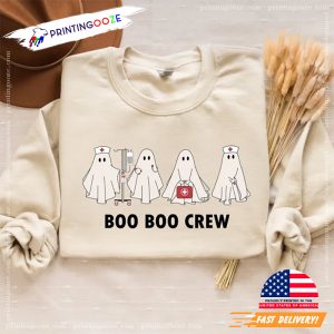 Cute Ghost Nurse Halloween Shirt, Boo Boo Crew Tee 3