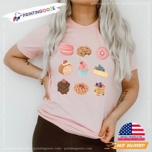 Desserts Macaroon Donut Pie Cupcake Unisex T Shirt 3