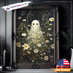 Floral ghost halloween Dark Romantic Poster